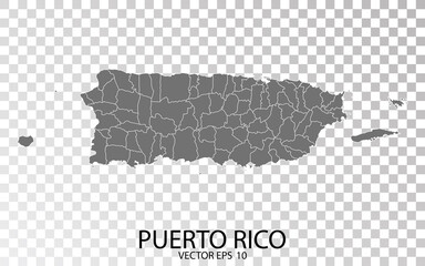 Wall Mural - Transparent - Grey Map of Puerto Rico. Vector Eps 10.