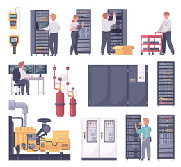 Canvas Print - Datacenter Cartoon Icons Collection