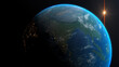 © SN - winter solstice , sunrise over asia view from space, summer solstice 3d illustration