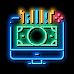 Wall Mural - internet money computer screen neon light sign vector. Glowing bright icon internet money computer screen sign. transparent symbol illustration