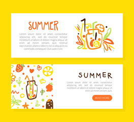 Wall Mural - Summer Landing Page Template with Space for Text, Summer Holidays, Seasonal Sale Web Banner Vector Illustration