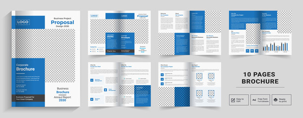 corporate theme 10 pages business company profile brochure design,10 pages creative business brochure template design,10 Pages Creative Business Brochure with modern abstract design., 10 Page