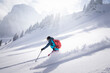 © Matthias Aletsee/Westend61 - Mid adult woman skiing on snowcapped mountain during sunny day