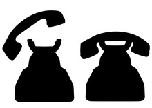 Telephone And Handset Included. Vector Image.