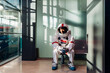 © Eugenio Marongiu/Westend61 - Male astronaut waiting on bench in corridor