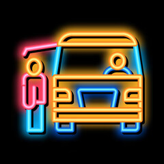 Canvas Print - fast food van vehicle neon light sign vector. Glowing bright icon fast food van vehicle sign. transparent symbol illustration