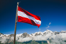 Austria, Carinthia, Flag Of Austria Grossglockner High Alpine Road 