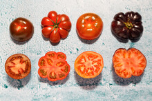 Halves Of Fresh Red Tomatoes