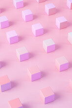 3D Illustration Of Pink And Purple Cubes Pattern