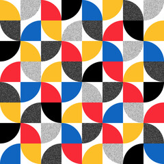 Wall Mural - geometric seamless pattern. bauhaus abstract background. repeated color pattern. mark geometric text
