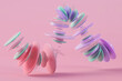 © George J/Westend61 - Three dimensional render of pastel colored rings floating against pink background
