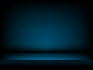 Studio blue background in abstract style. Dark blue abstract gradient background with soft shadows.
