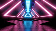 © Spectral/Westend61 - Three dimensional render of futuristic corridor illuminated by pink and blue neon lighting