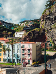 Sticker - Beautiful vertical shot of Ponta Do Sol Municipality in Madeira Island, Portugal