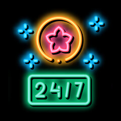 Sticker - noctidial flower shop neon light sign vector. Glowing bright icon noctidial flower shop sign. transparent symbol illustration