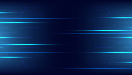 Wall Mural - abstract technology horizontal motion style concept. digital technology connection on dark blue back