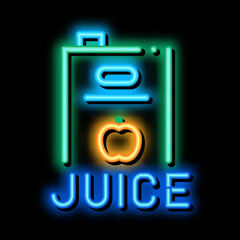 Canvas Print - juice product package neon light sign vector. Glowing bright icon juice product package sign. transparent symbol illustration