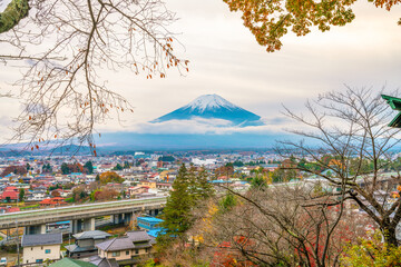 Sticker - Mt. Fuji in autumn season. Japan