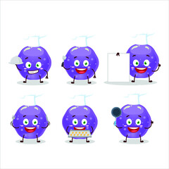 Sticker - Cartoon character of jelly sweets candy purple with various chef emoticons. Vector illustration