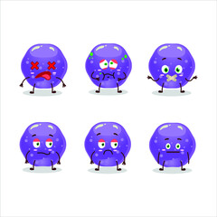 Poster - Jelly sweets candy purple cartoon character with nope expression. Vector illustration