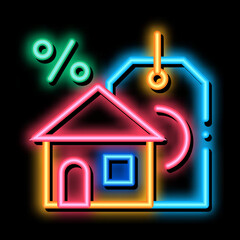 Sticker - interest home purchase neon light sign vector. Glowing bright icon interest home purchase sign. transparent symbol illustration