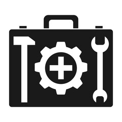 Suitcase icon with tools, technological suitcase. Vector illustration.