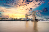 Fototapeta Londyn - Tower Bridge in London at sunrise. England 