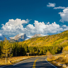 Wall Mural - Highway at autumn in Colorado, USA.