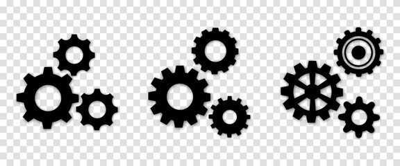 Wall Mural - Gear icons. Flat design. Gear symbol isolated on transparent background
