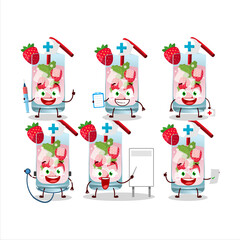 Wall Mural - Doctor profession emoticon with strawberry mojito cartoon character