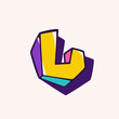 Letter L logo in cubic children style based on impossible isometric shapes.