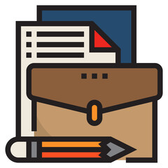 Wall Mural - Briefcase color line style icon