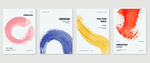 cover design vector set. watercolor book cover design, abstract art design with colorful watercolor 