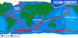 Fototapeta  - Ocean currents on world map background