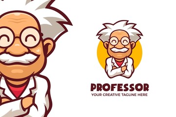 Smile Professor Cartoon Mascot Logo Template