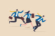 © Nuthawut - Business rival or competition, challenge to success in work and career, motivation or effort to win the business concept, business people competitor running fast with full effort to finish line.
