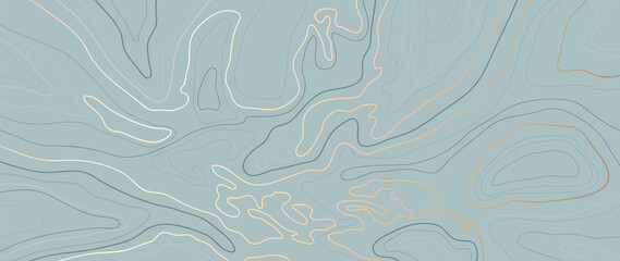 Wall Mural - luxury gold abstract line art background vector. mountain topographic map background with golden lin