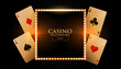 casino background with cards and golden frame