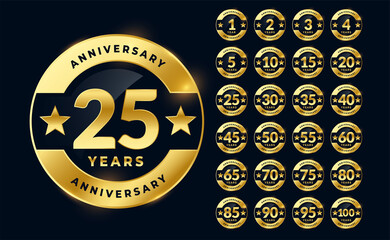 Wall Mural - labels set for wedding anniversary