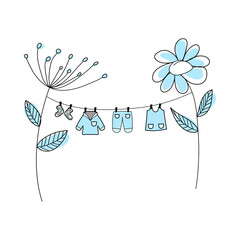 Wall Mural - Doodle Sketch Baby Clothe