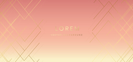 Abstract striped lines gold color on soft pink background. Luxury style.