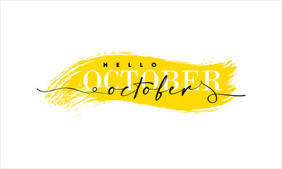Wall Mural - hello october card. one line. lettering poster with text. vector eps 10. isolated on white backgroun