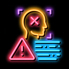 Sticker - deepfake human profile neon light sign vector. Glowing bright icon deepfake human profile sign. transparent symbol illustration