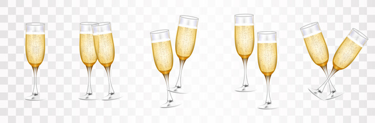 happy new year 2022. glasses of champagne and golden elegant lettering. vector