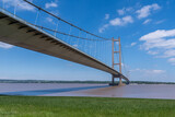 Humber Suspension Bridge with grass foreground