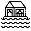 houseboat line icon