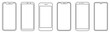 Smartphone outline set. Phone. Mobile phone. Vector