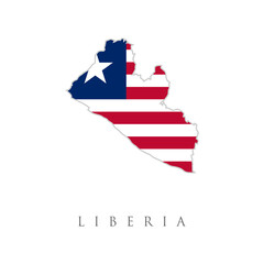 map of liberia with an official flag. illustration on white background. map outline and flag of libe