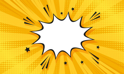 pop art pattern. comic background with speech bubble and halftone. yellow cartoon retro starburst te