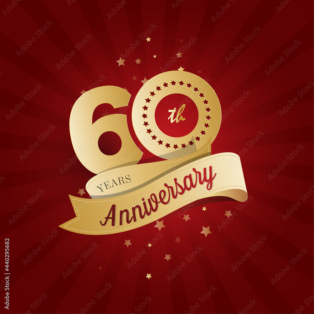 60th Year Aniversary Background Design Template - 60th Year label ...